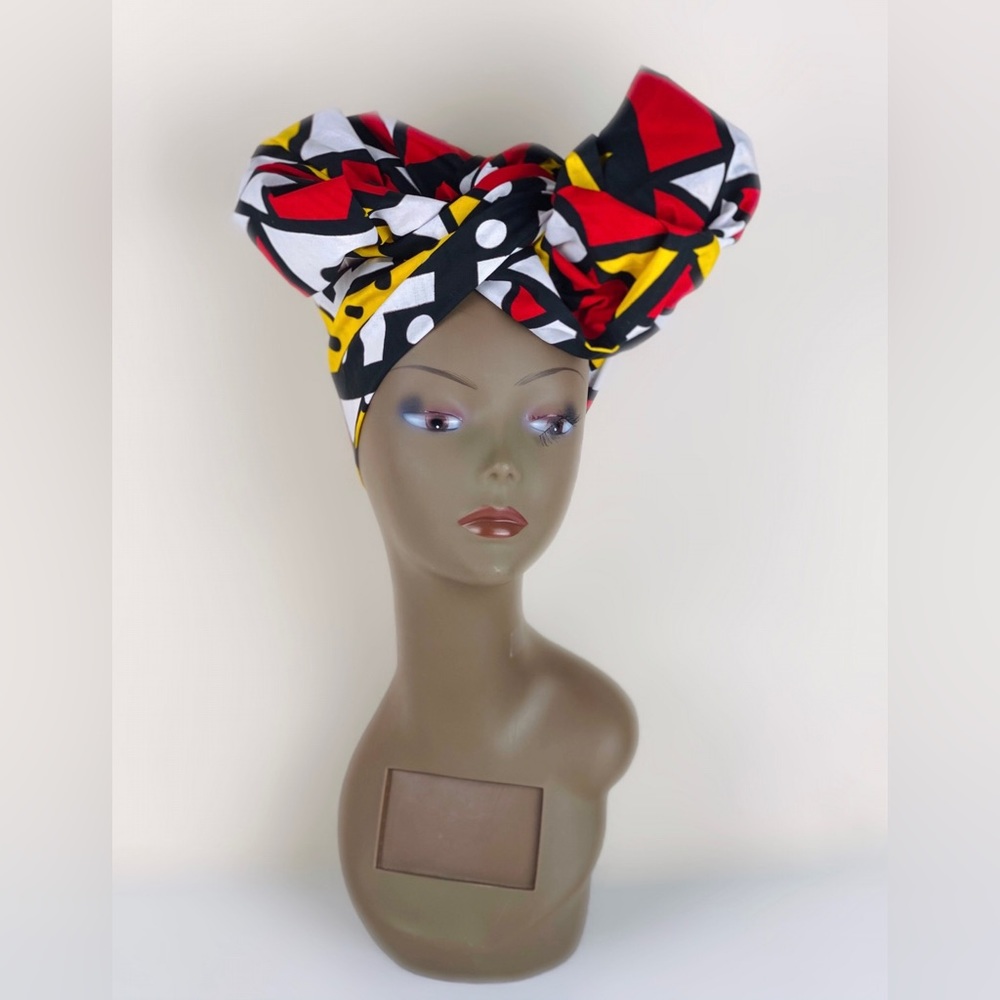 African Print Ankara Red Multicolor Headwrap